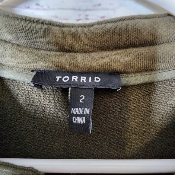 Torrid Army Green Terry Knit Military Style Ulitilty Jacket...size 2 - Picture 5 of 8
